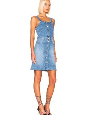 NWT Frame Claire Denim Dress Size Small islet Blue Snap Button Down 325$